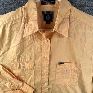Faconnable Button Up Shirt Women's Large Yellow Albert Goldberg Cotton Woven